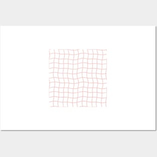 Minimal Abstract Squiggle Grid - Pastel Blush Pink Posters and Art
